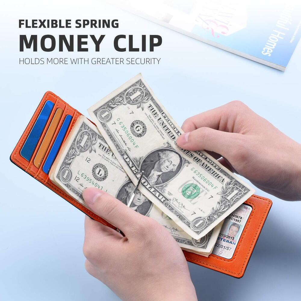 5503 Wallet -6 Slots ID Window- Wallets-Slim Wallet Classic Spring Money - Picture 5 of 7